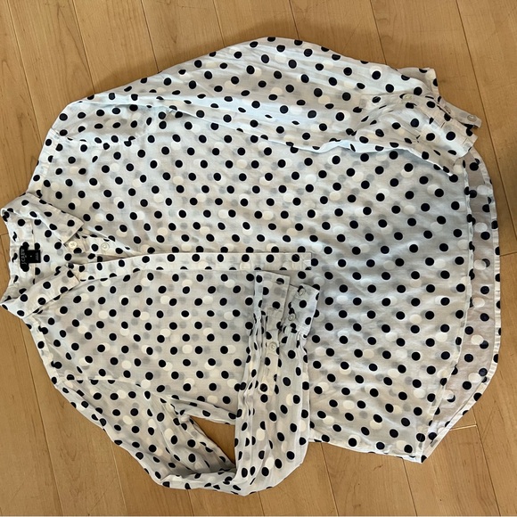 J. Crew Tops - J. Crew White Polka Dot Blouse Small